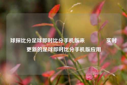 球探比分足球即时比分手机版来🥇实时更新的足球即时比分手机版应用