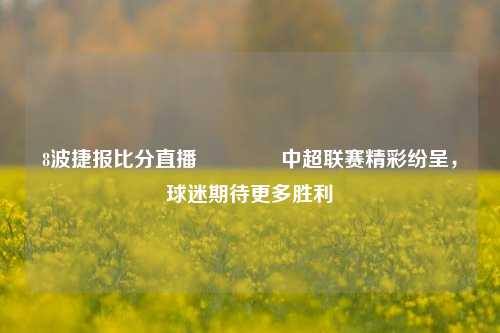 8波捷报比分直播🏅中超联赛精彩纷呈，球迷期待更多胜利