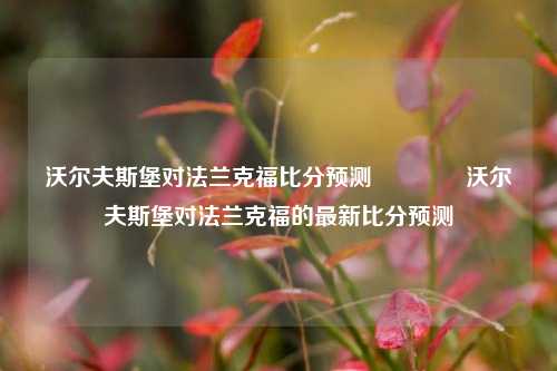 沃尔夫斯堡对法兰克福比分预测🏀沃尔夫斯堡对法兰克福的最新比分预测