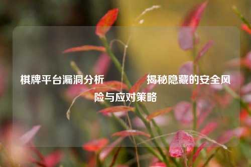 棋牌平台漏洞分析👍揭秘隐藏的安全风险与应对策略