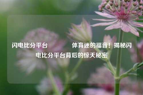 闪电比分平台🏆体育迷的福音！揭秘闪电比分平台背后的惊天秘密