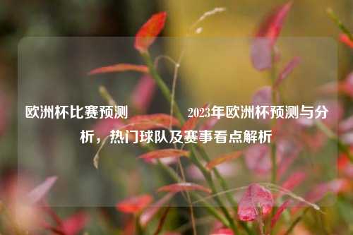 欧洲杯比赛预测🥉2023年欧洲杯预测与分析，热门球队及赛事看点解析
