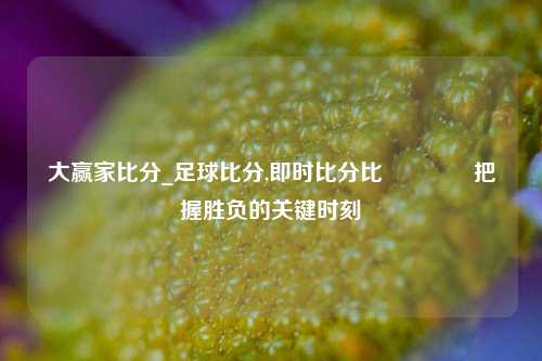 大赢家比分_足球比分,即时比分比👈把握胜负的关键时刻