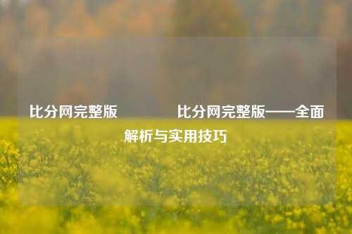 比分网完整版🥉比分网完整版——全面解析与实用技巧