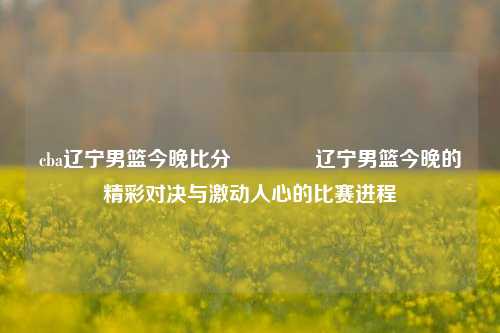 cba辽宁男篮今晚比分🏆辽宁男篮今晚的精彩对决与激动人心的比赛进程