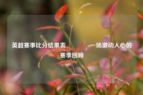 英超赛事比分结果表👈一场激动人心的赛季回顾