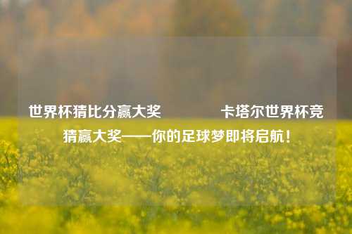 世界杯猜比分赢大奖👉卡塔尔世界杯竞猜赢大奖——你的足球梦即将启航！