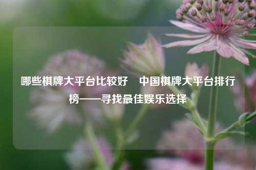 哪些棋牌大平台比较好⚽中国棋牌大平台排行榜——寻找最佳娱乐选择