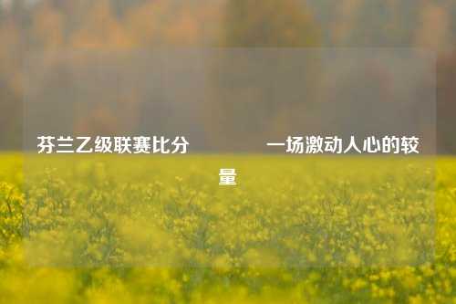 芬兰乙级联赛比分🥈一场激动人心的较量