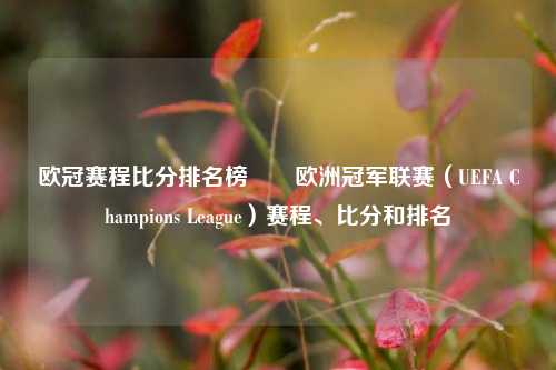 欧冠赛程比分排名榜✌️欧洲冠军联赛（UEFA Champions League）赛程、比分和排名