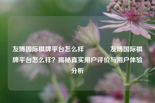 友博国际棋牌平台怎么样🥈友博国际棋牌平台怎么样？揭秘真实用户评价与用户体验分析