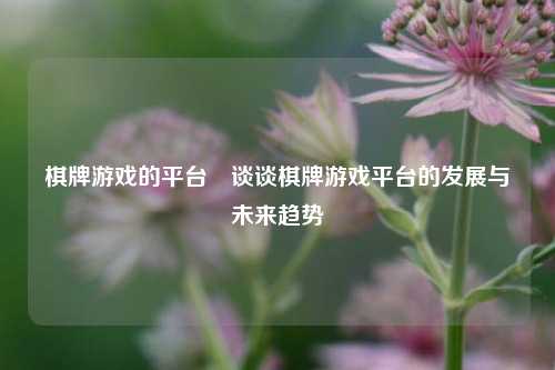 棋牌游戏的平台⚽谈谈棋牌游戏平台的发展与未来趋势