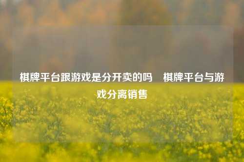 棋牌平台跟游戏是分开卖的吗⚾棋牌平台与游戏分离销售